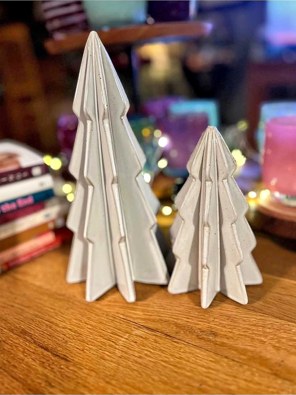 White Decorative Tree Figurines Pair by Threshold
